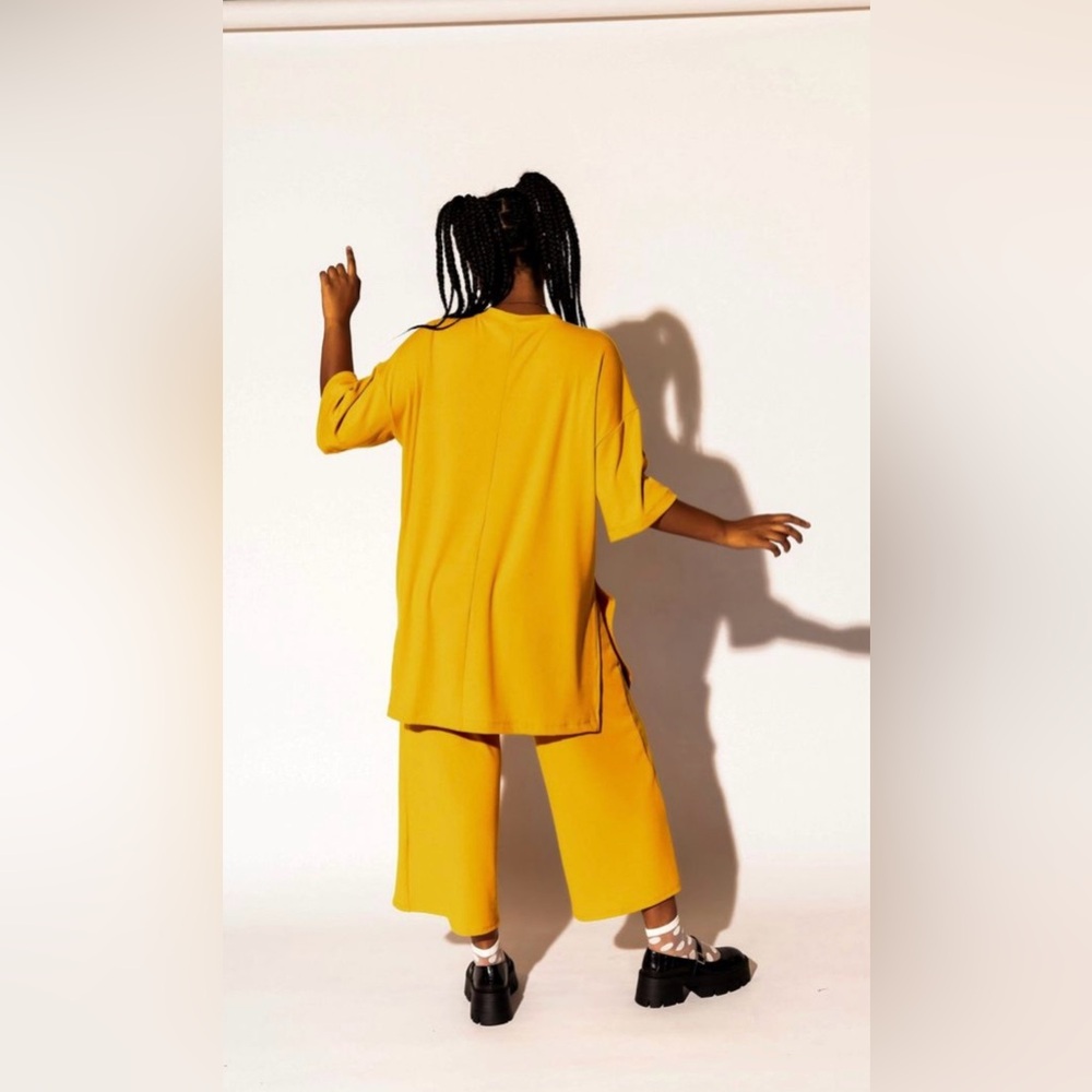 Lex Ribbed Playsuit Set in Yellow